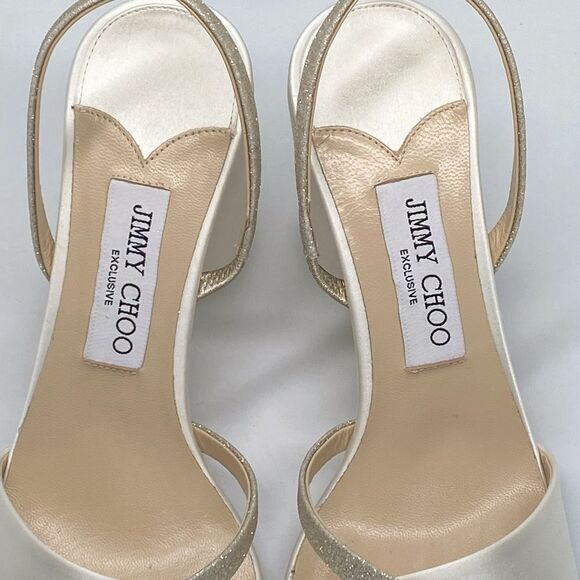 Jimmy Choo Plum Satin & Glitter Slingback Sandals size 39 - Picture 4 of 12
